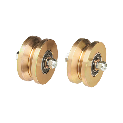 AH107 4" Solid Steel, Gold Zinc Plated Groove Power Wheels® w/ Ball Bearings (LIFTMASTER)