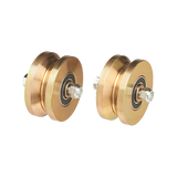 AH107 4" Solid Steel, Gold Zinc Plated Groove Power Wheels® w/ Ball Bearings (LIFTMASTER)